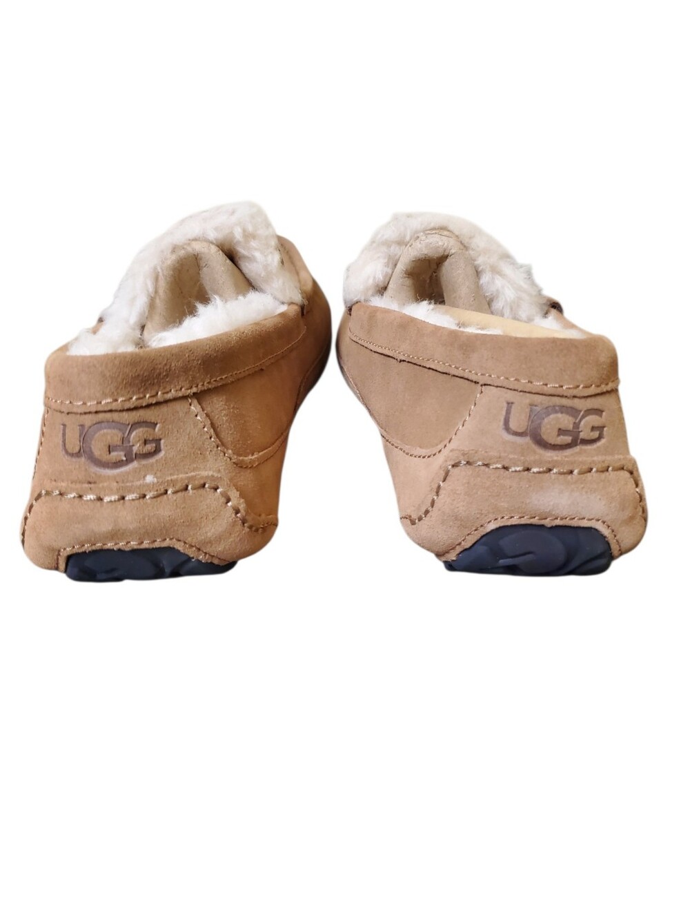 UGG Ascot Chestnut Full Grain Suede Upcycled Wool Lining Slippers New Men's 9 - Picture 4 of 9